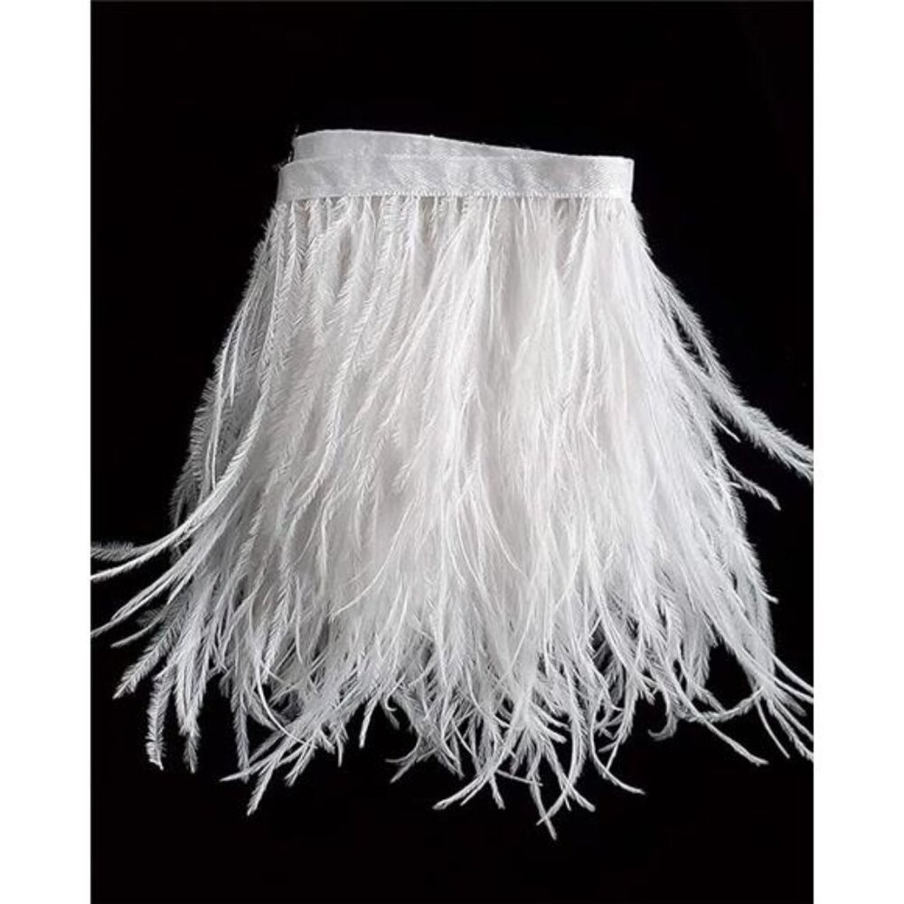 Happy feather 2 Yards 5-6inch White Ostrich Feathers Trim Fringe - Picture 8 of 16